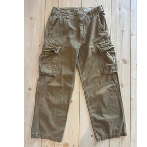 American Eagle Men Cargo Pants Tan Khaki Gorpcore Skater Utility 29x30 Baggy Fit